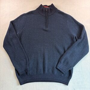 Ben Sherman Mens 1/4 Zip Navy Pullover Size Large 100% Cotton Preppy Knit